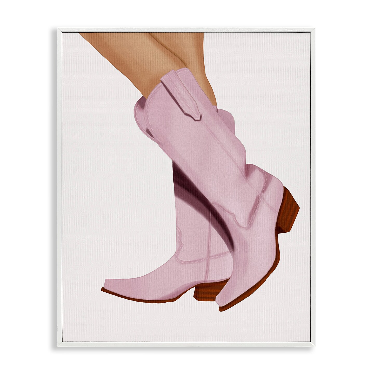 Stupell Industries Pastel Pink Cowgirl Boots Framed Giclee Wall Art Design  by Saba Rauf