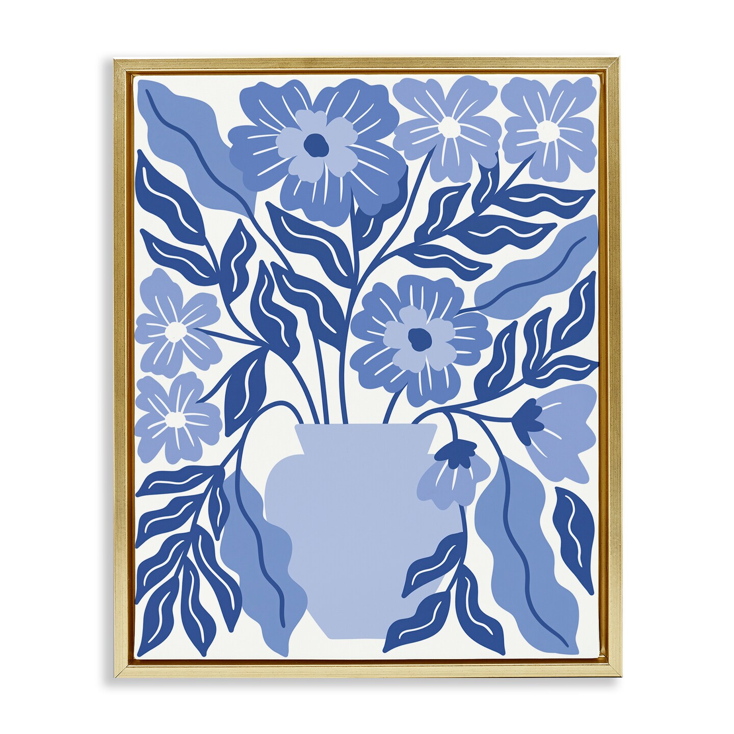 Stupell Industries Blue & White Flower Vase Framed Floater Canvas Wall Art Design by Taylor Shannon Designs