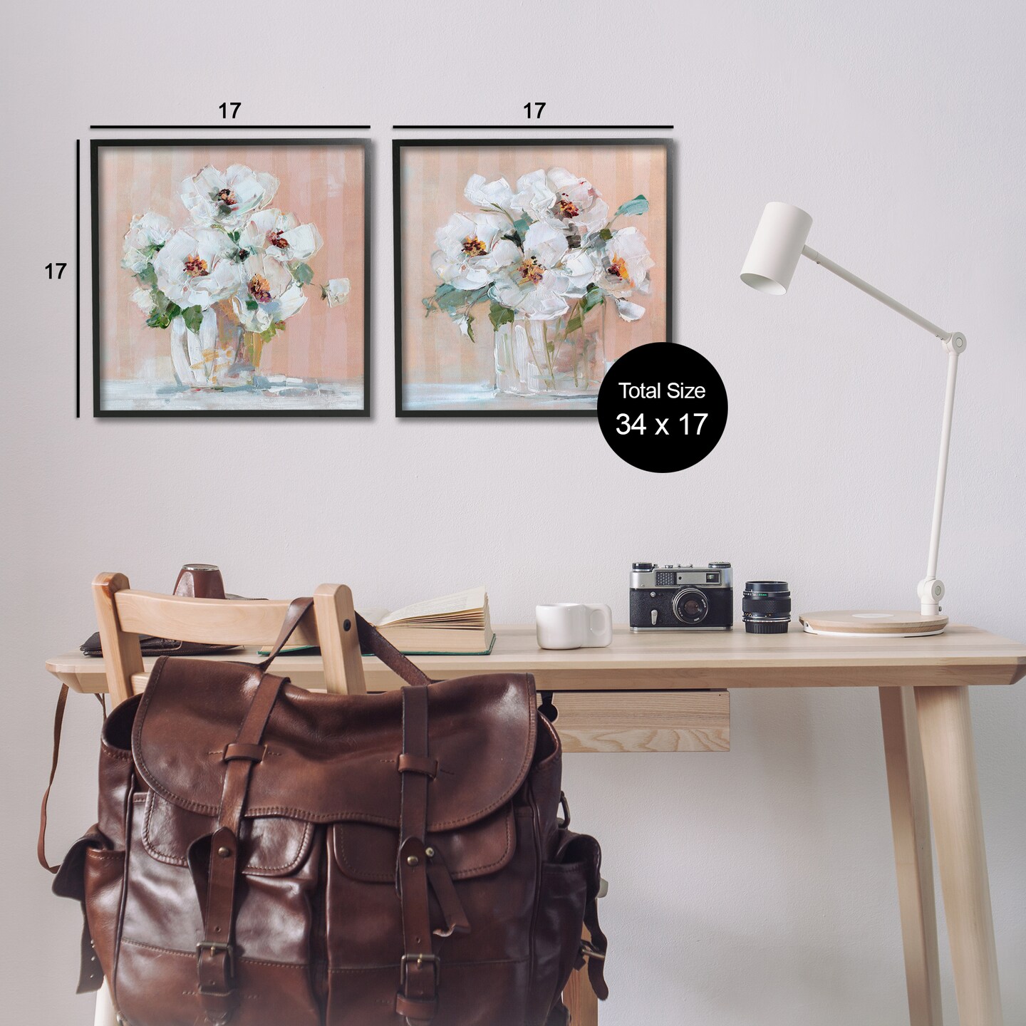 Stupell Industries Abstract Floral Vase 2 pc Framed Giclee Wall Art Set Design by Sally Swatland