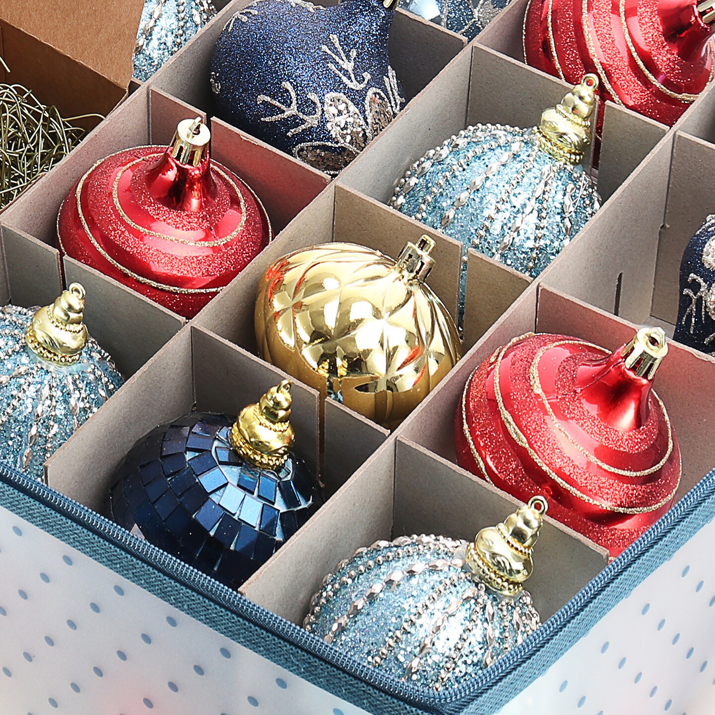 Hearth &#x26; Harbor Christmas Ornament Storage Box With 4 Inner Tray Dividers
