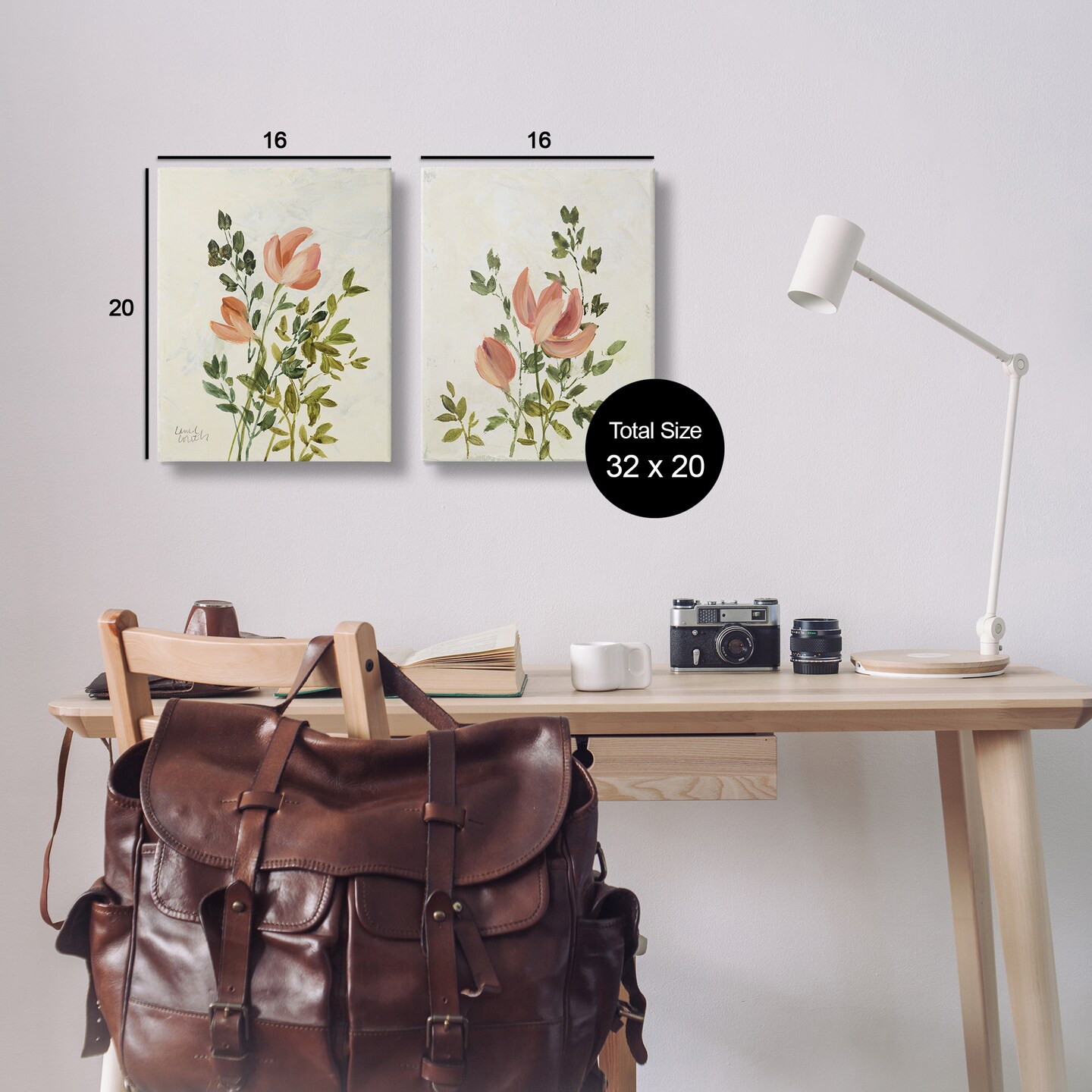 Stupell Industries Vintage Leaves & Bloom 2 pc Canvas Wall Art Set Design by Lanie Loreth