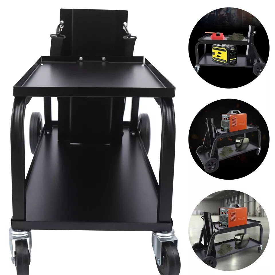 Universal Welding Cart Trolley w/2 Shelve Storage Tray for MIG TIG Plasma Welder