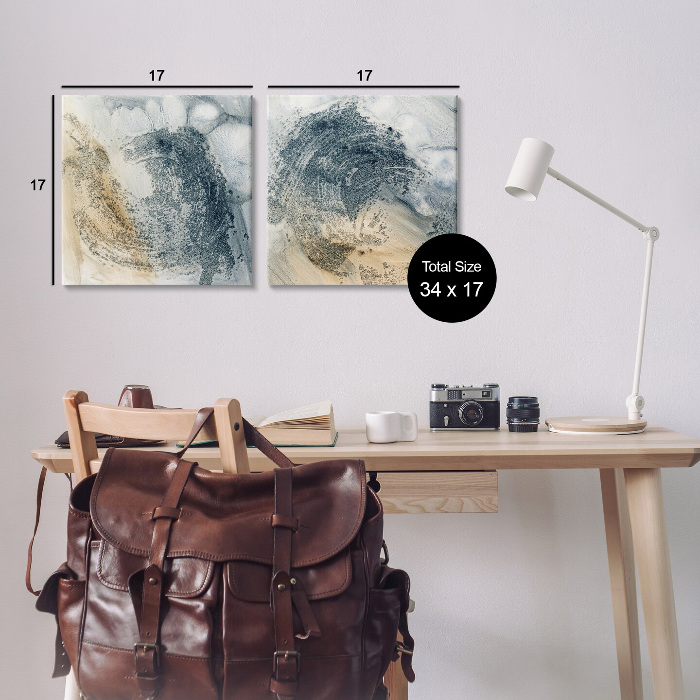 Stupell Industries Abstract Beige Blue Wave 2 pc Canvas Wall Art Set Design by Ethan Harper