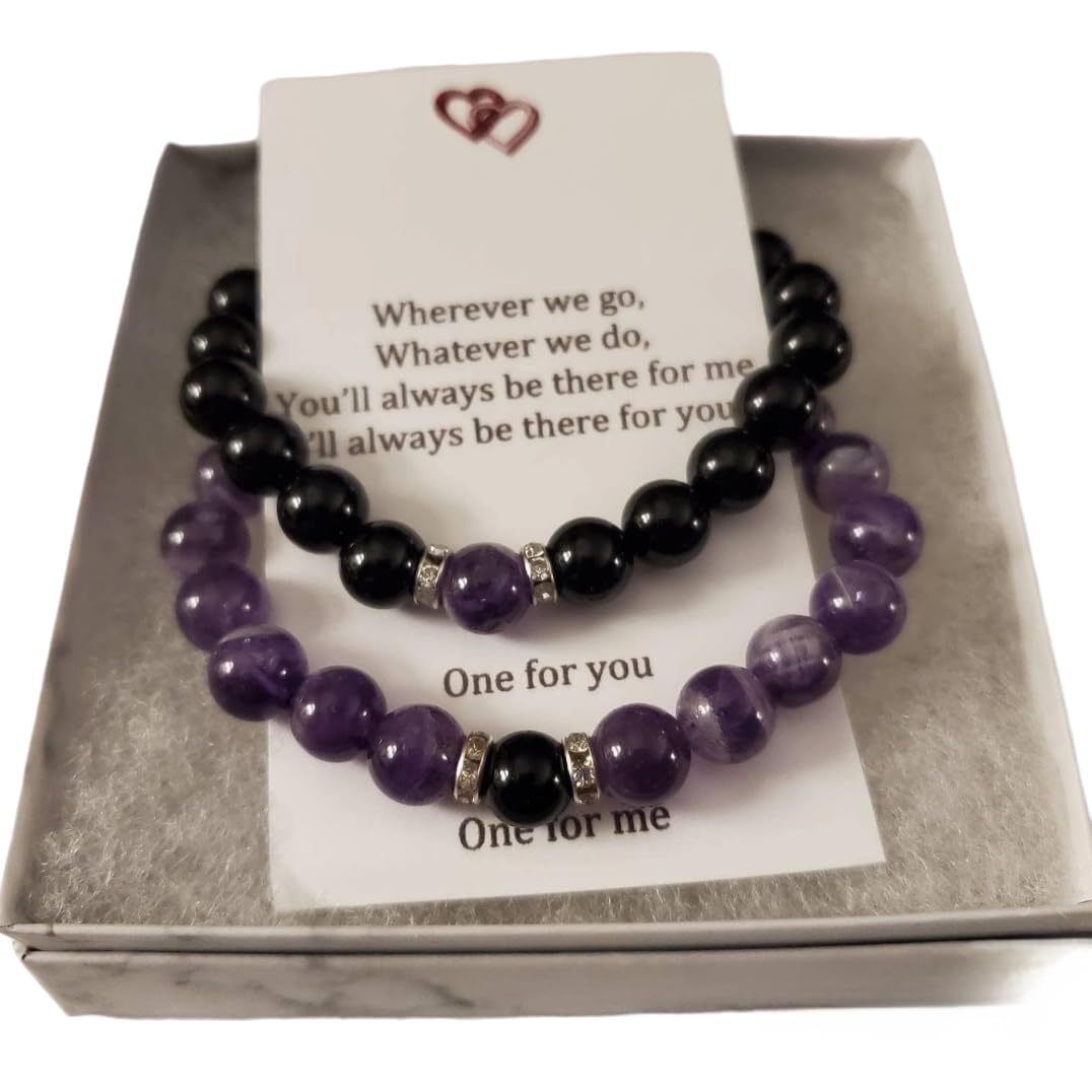 Magnetic Couples Bracelet Set, Purple Dream Lace Amethyst and