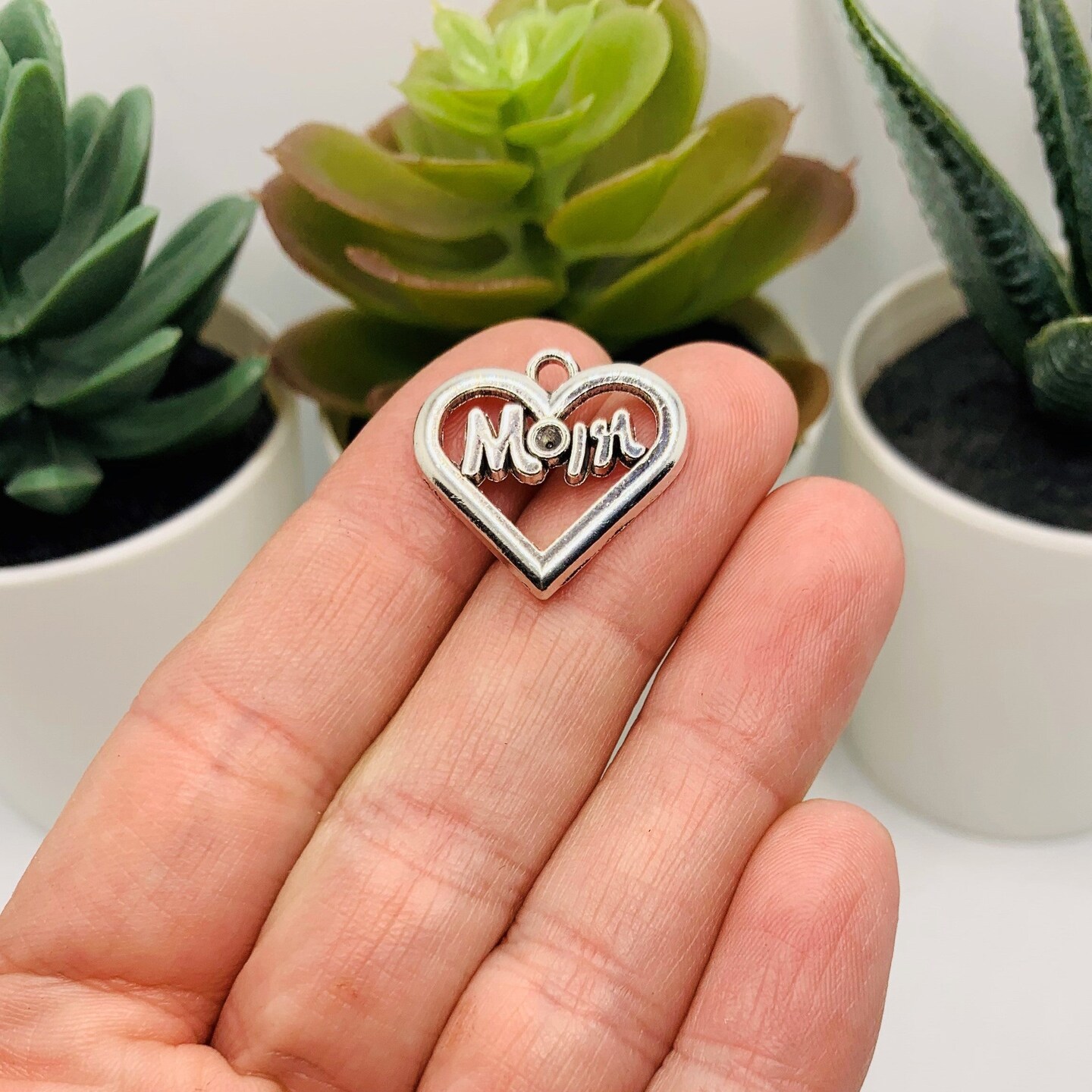 4 or 20 Pieces: Silver Mother&#x27;s Day Mom Charms