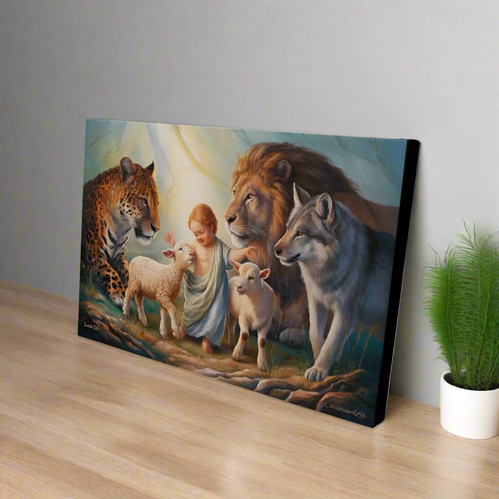 Kingdom, Gallery Wrapped Christian Wall Art Canvas, Isaiah 11:6, Christian  Art Print Gift | MakerPlace by Michaels, image size:1080x1080