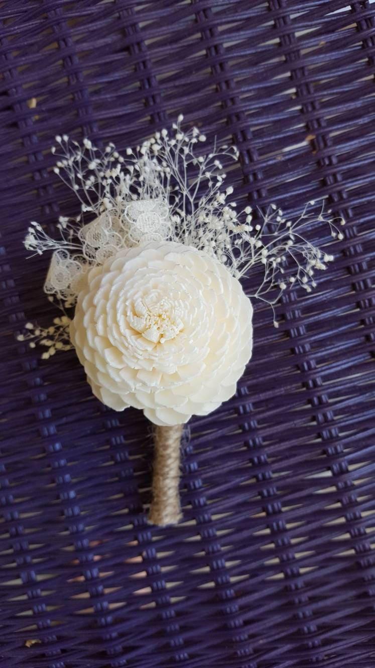 Ivory Sola Wood Rustic Boutonniere product 3