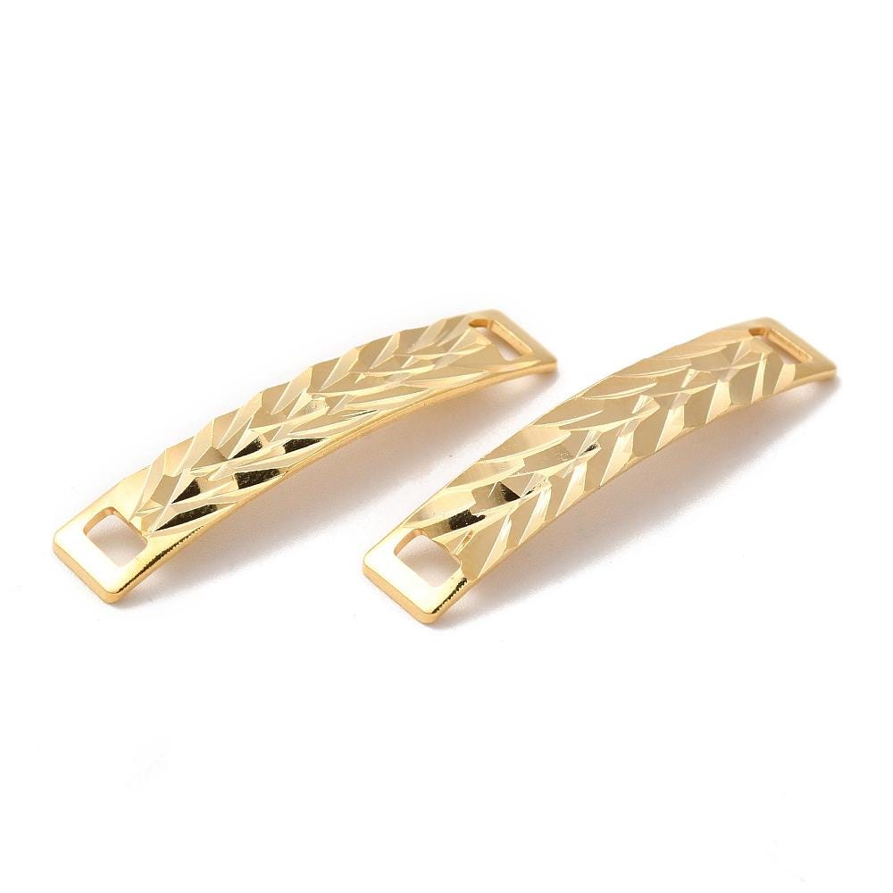 35x6mm 24k Gold Plated Curved Rectangle Link Connectors - 2pc