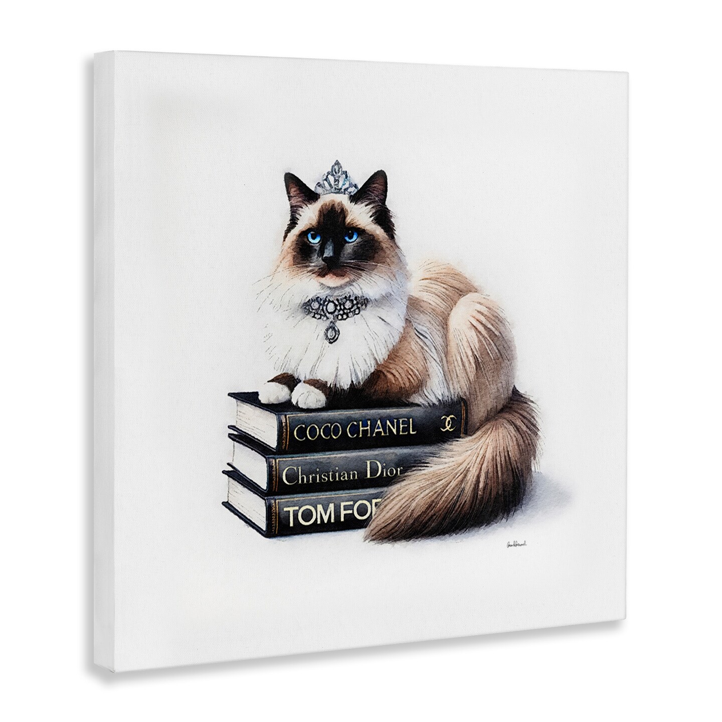 Stupell Industries Elegant Glam Cat &#x26; Books Canvas Wall Art Design by Amanda Greenwood