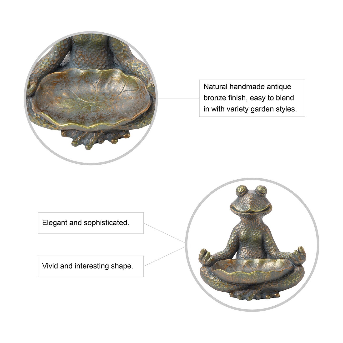 14.25&#x22;H Bronze MGO Yoga Frog Statue