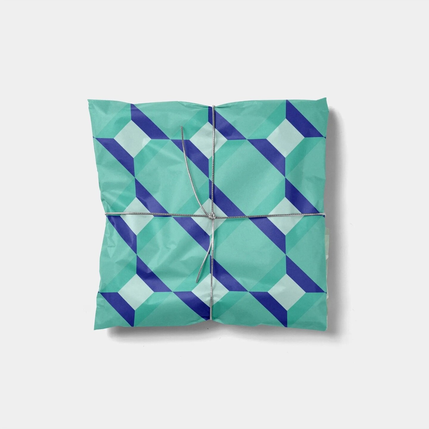 Blue &#x26; Aqua 3D Block Gift Wrap