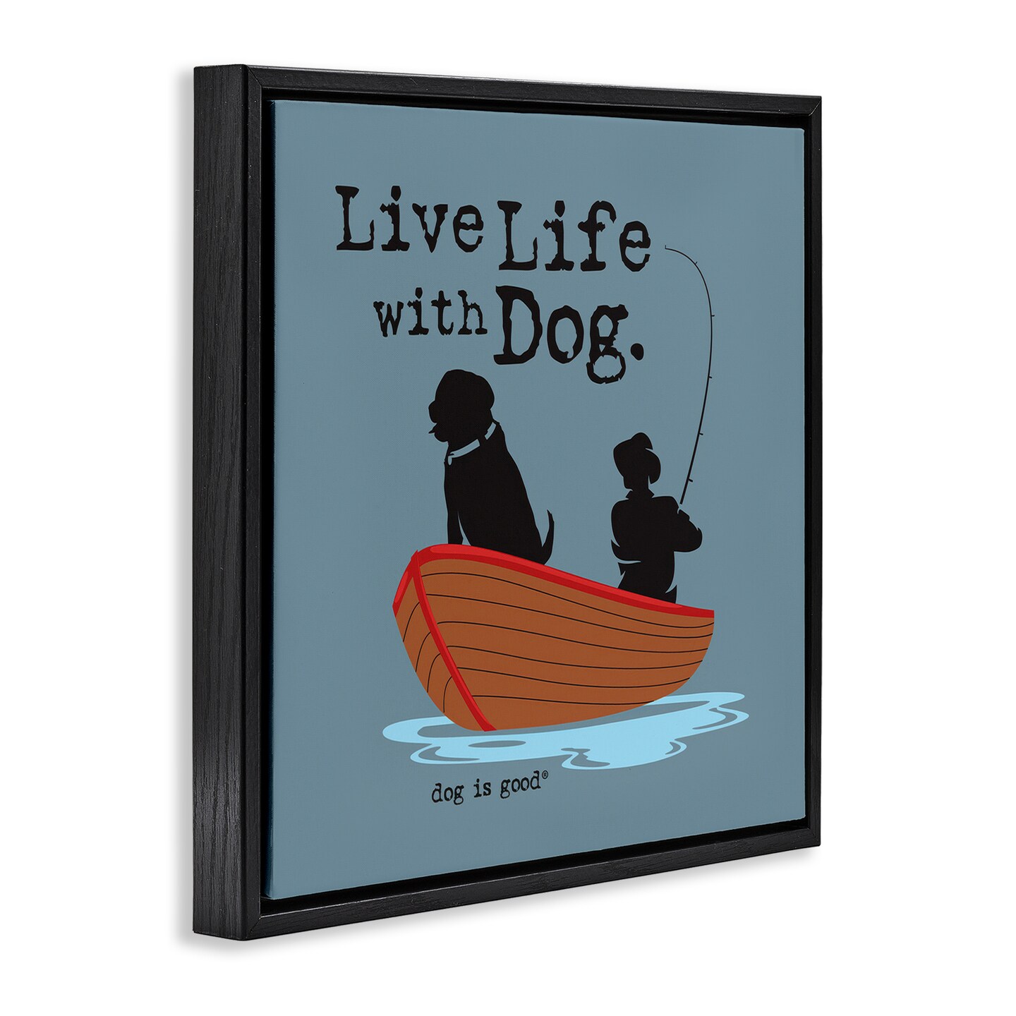 Stupell Industries Boat Life with Dog Framed Floater Canvas Wall Art Design by Dog Is Good