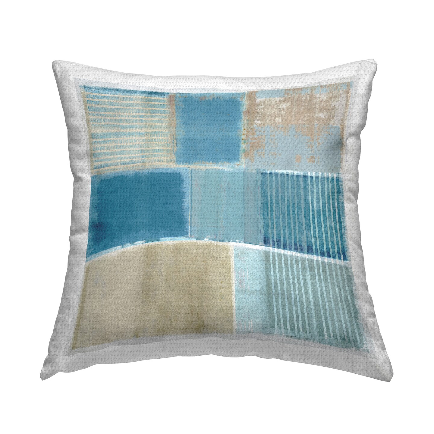 Blocked Nautical Pattern Design by Flora Kouta Outdoor Printed Pillow 
