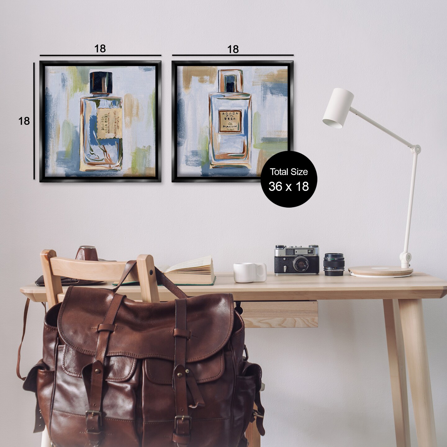 Stupell Industries Abstract Cologne Perfume Bottle 2 pc Framed Floater Canvas Wall Art Set Design by Melissa Wang