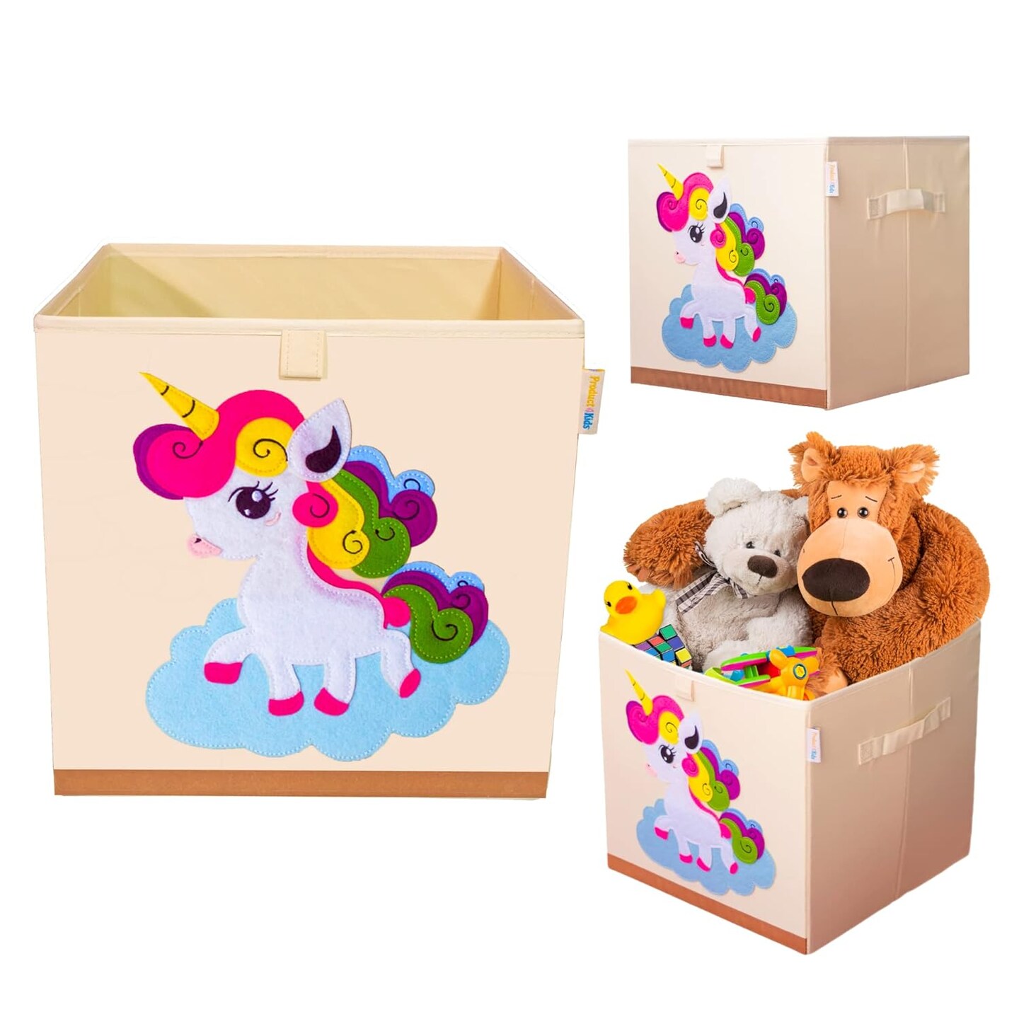 Unicorn Toy Storage Organizer Cube | Washable Foldable Fabric Bin