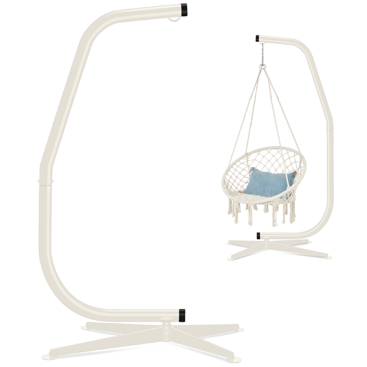 Best Choice Products Metal Hanging Hammock C-Stand for Chair/ Weather-Resistant Finish, Offset Base - Stand Only