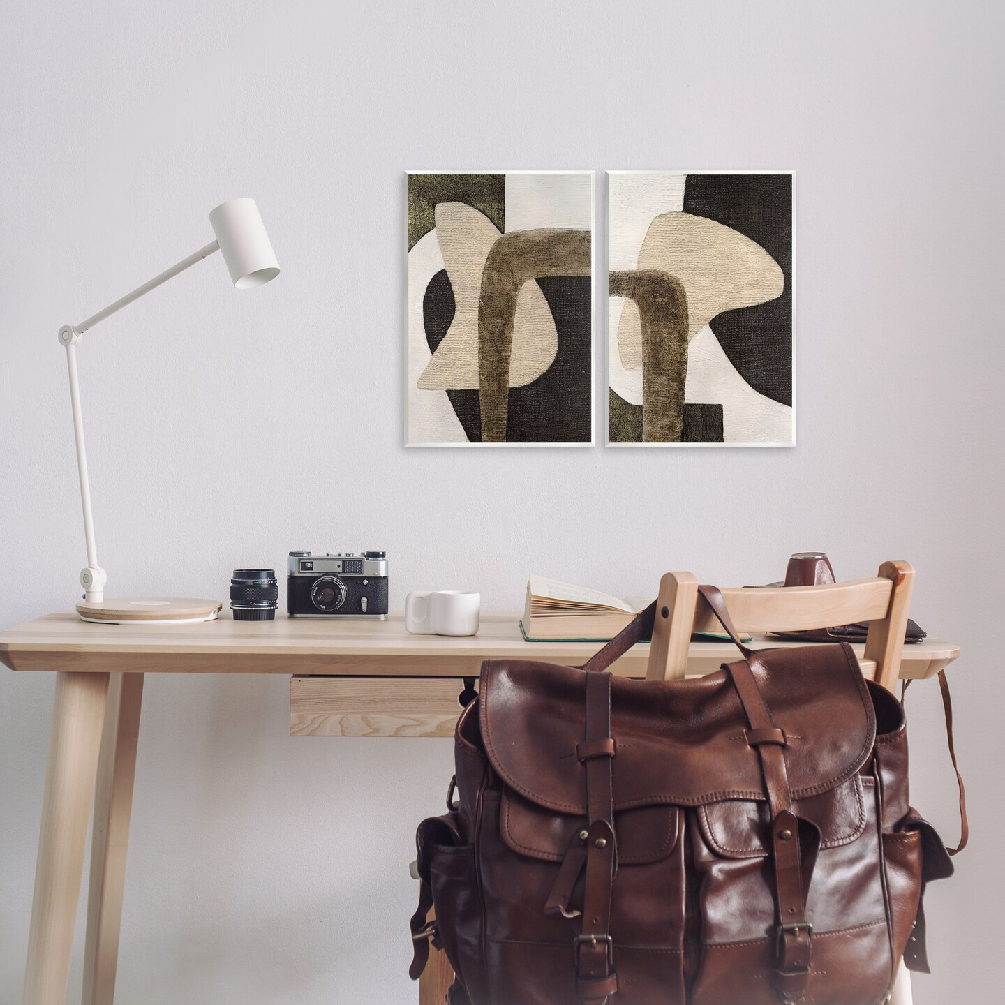Stupell Industries Minimalist Brown Beige Shapes 2 pc Wall Plaque Art Set Design by Vanna Lam