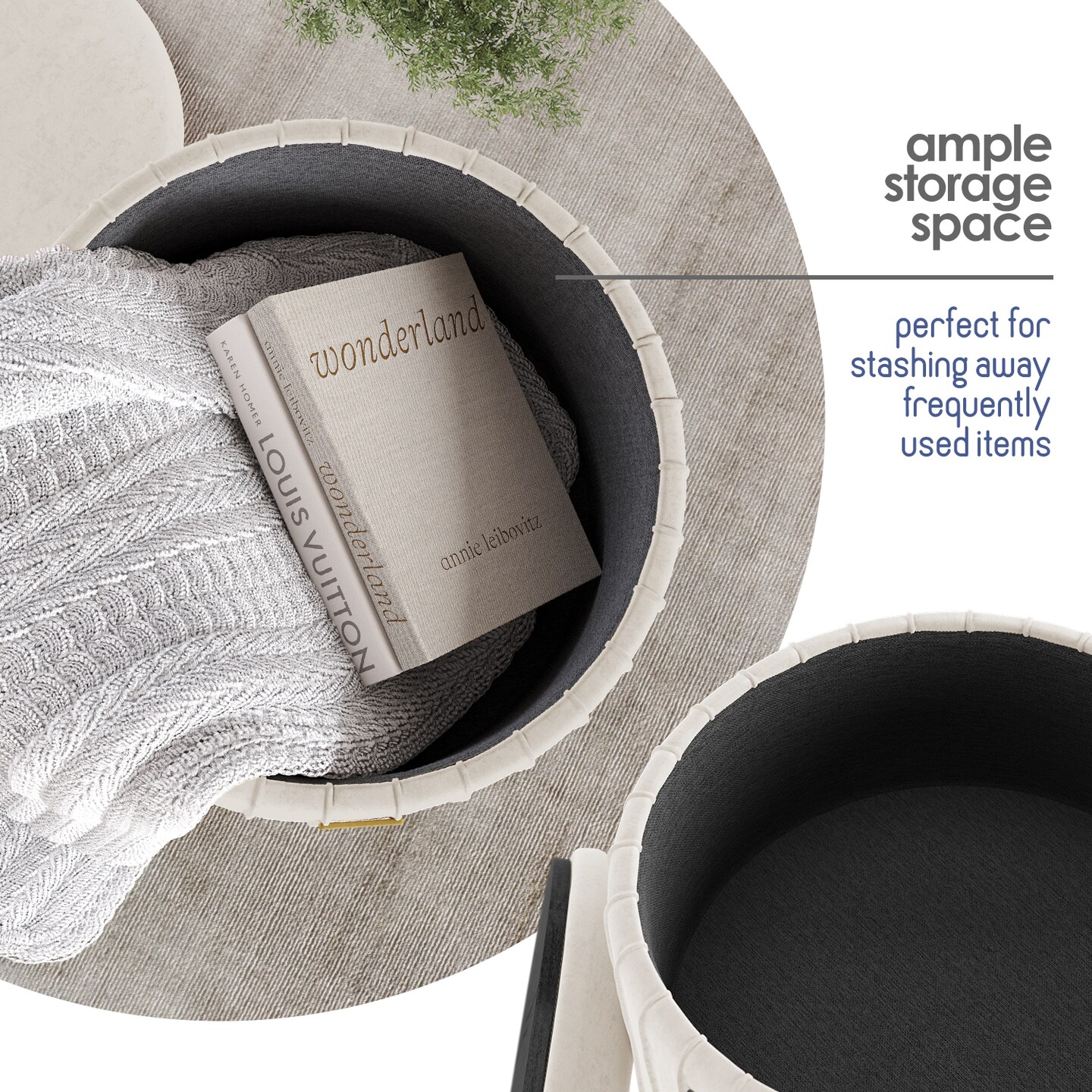 StorageBud Pleated Velvet Storage Ottoman