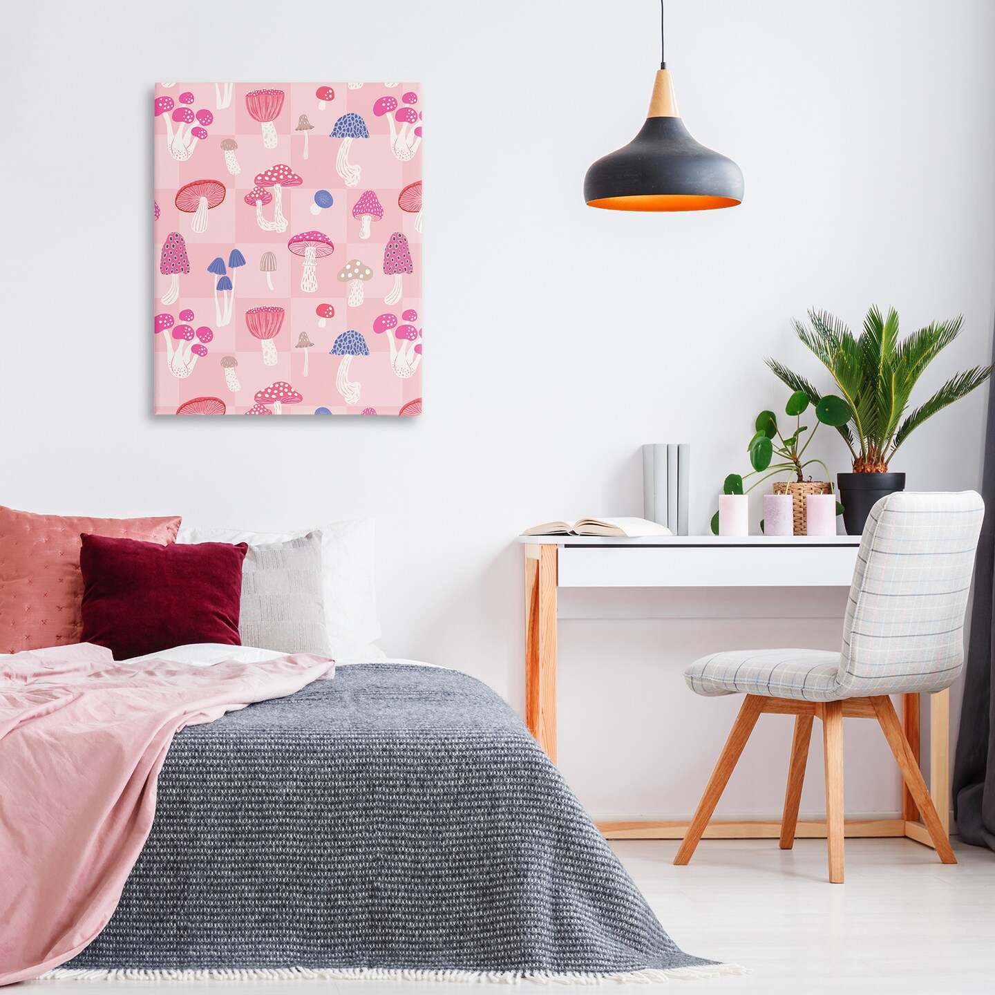 Stupell Industries Pastel Pink Mushrooms Canvas Wall Art Design by Nancy McKenzie