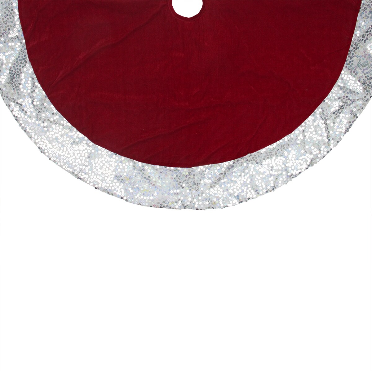 Northlight Velvet Sequined Christmas Tree Skirt - 48&#x22; - Red and Silver