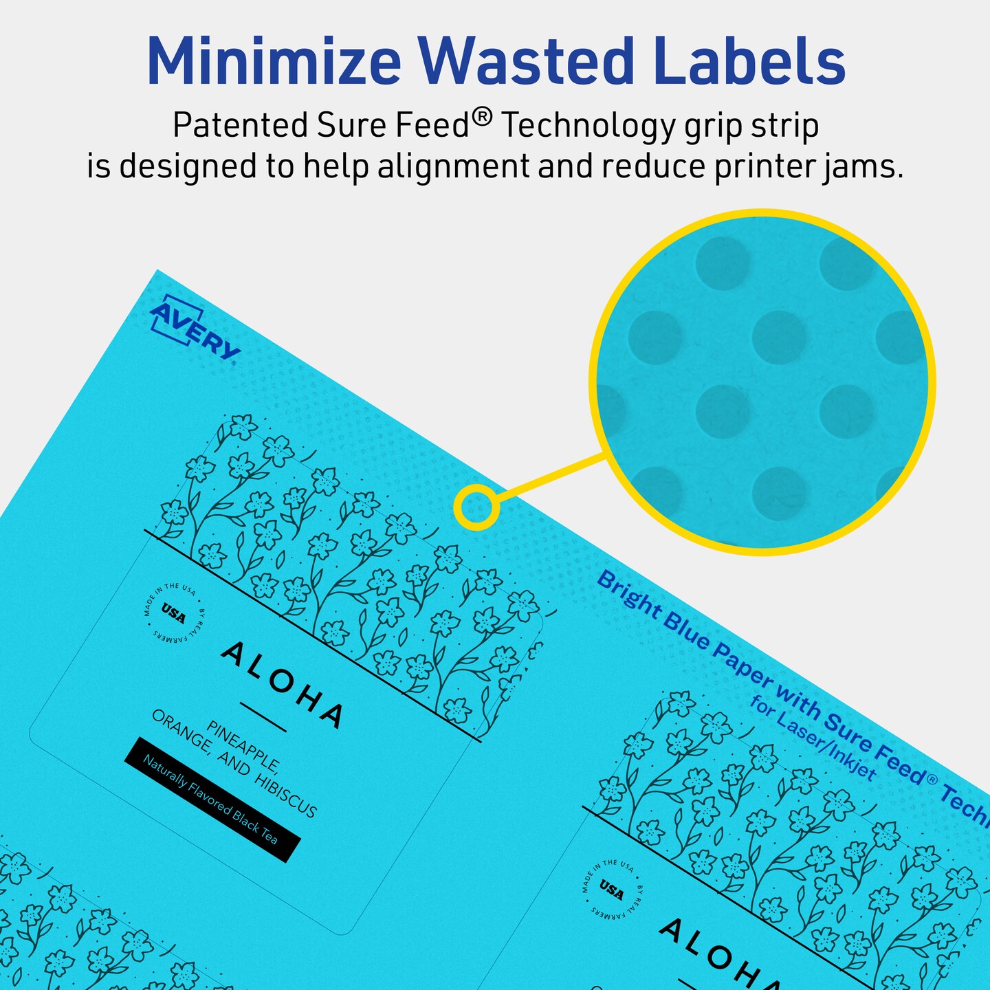Avery Bright Blue Paper Labels, 2.75&#x22; x 2.75&#x22; Square