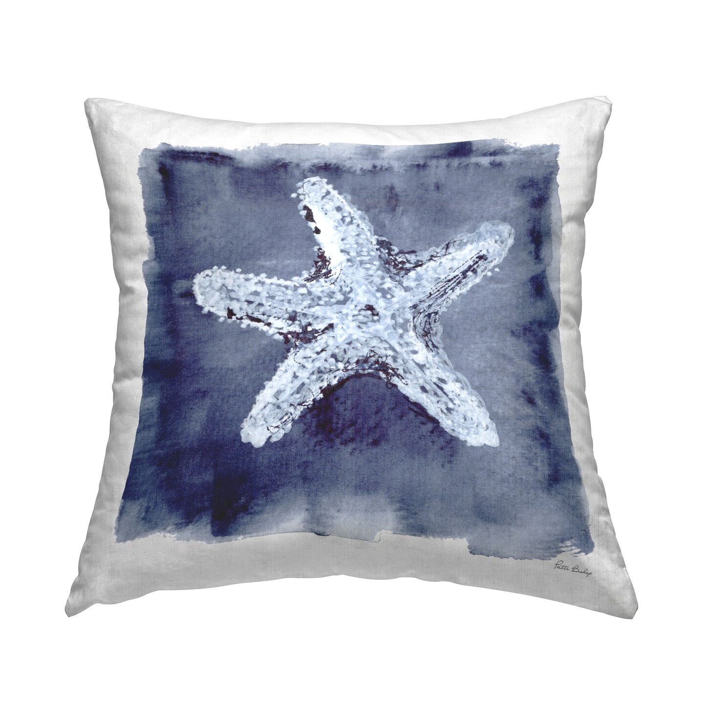 Starfish Blue Impression Decorative Printed Throw Pillow Design by Patti Bishop, 18 x 7 x 18