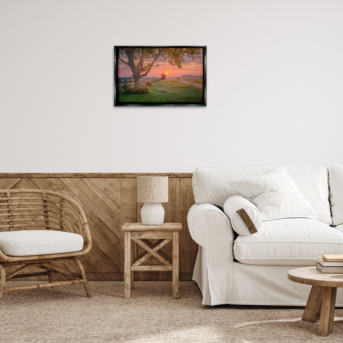 Stupell Industries Bold Sunrise in Countryside Framed Floater Canvas Wall Art Design by Marty Hulsebos