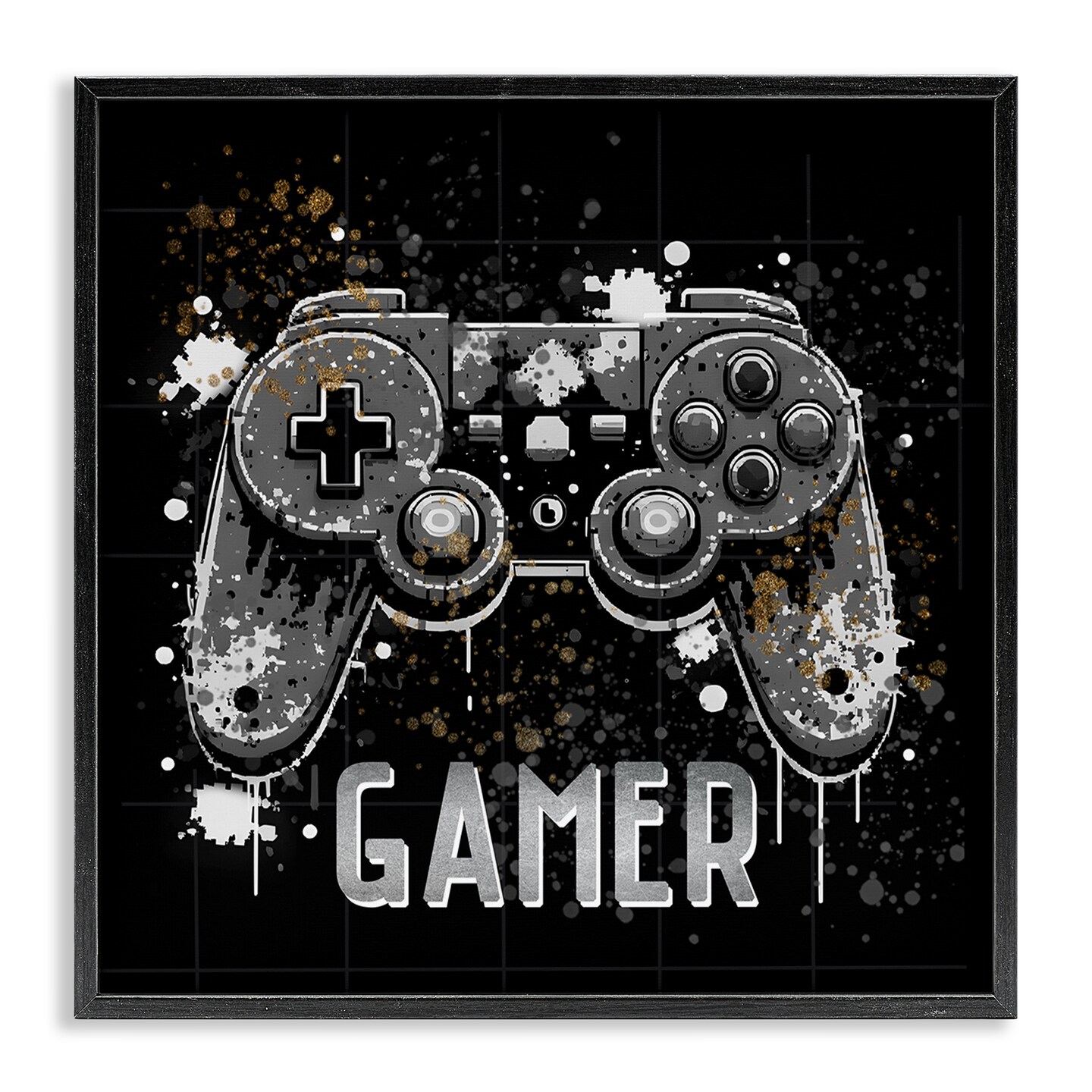 Stupell Industries Pixel Style Gamer Framed Giclee Wall Art Design by Kim Allen