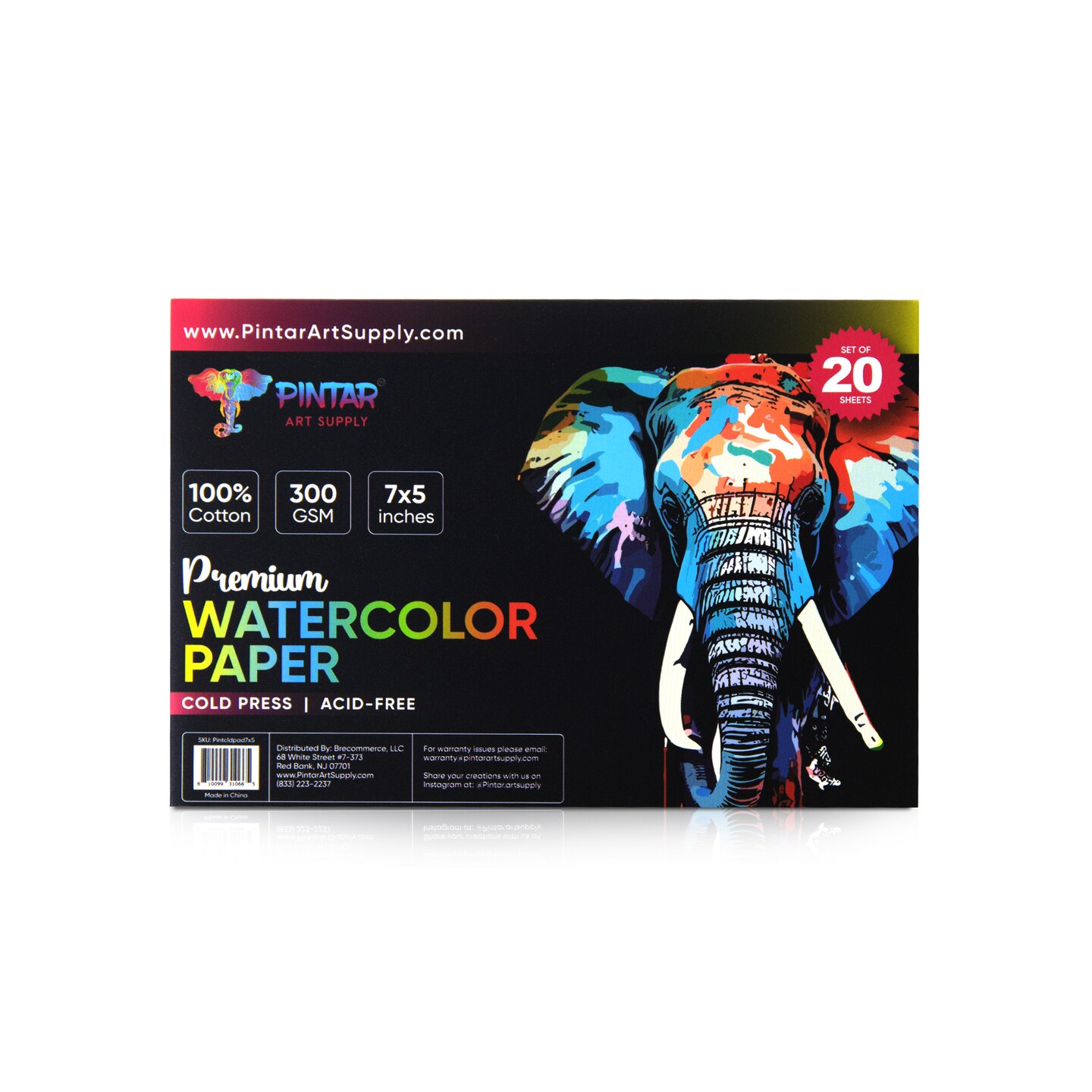 Pintar Watercolor Paper Block, 100% Cotton, 140lb/300gsm, Rough Grain, 20 Sheets, 5&#x22;x7&#x22; Paper Pad | Watercolor Book for&#xA0; Gouache, Oil and Drawing - Water Color Paper Pad for Painting &#x26; Sketching