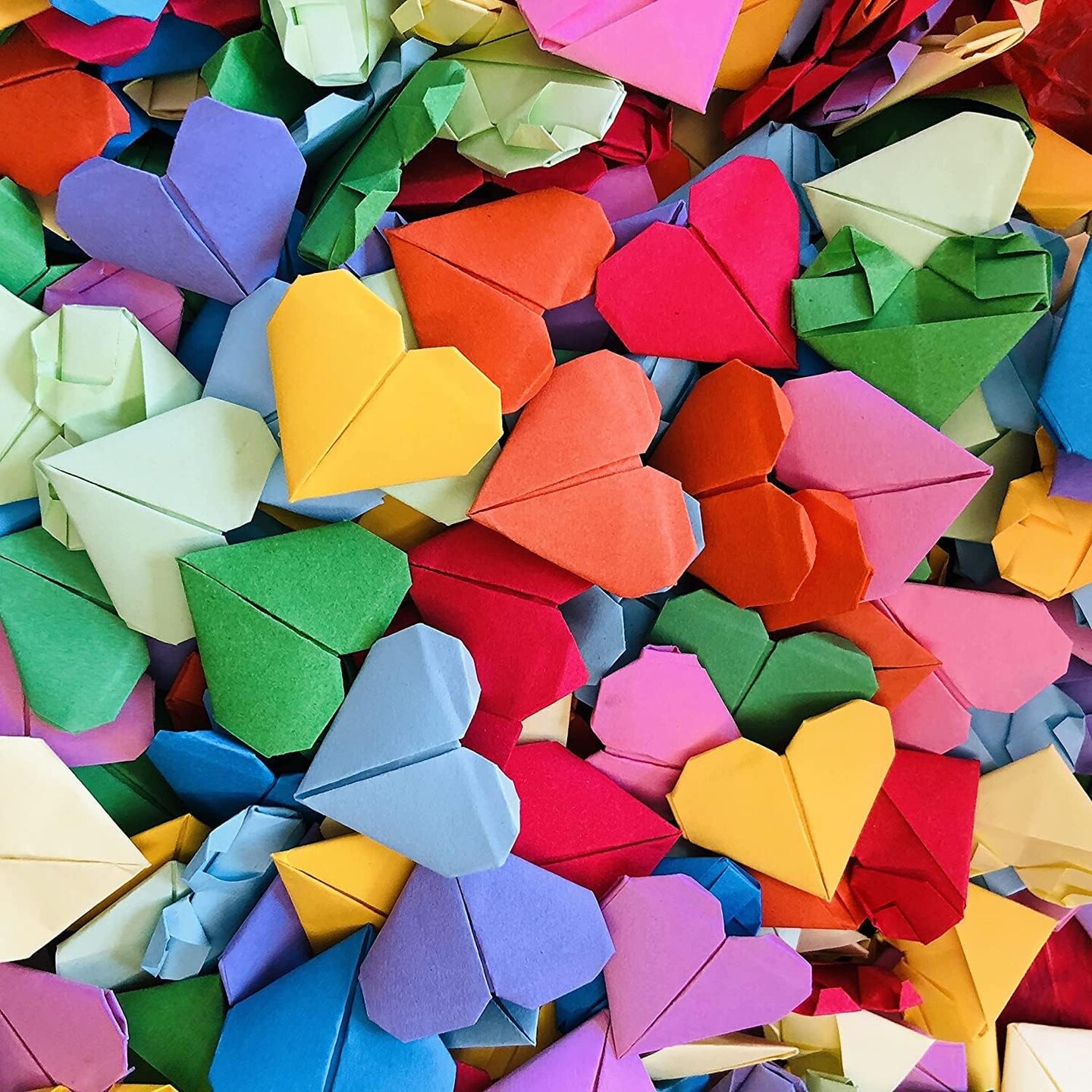 100PCS Rainbow Paper Premade Origami Hearts For Wedding Party Favors Valentine&#x27;s Day Christmas Heart Gift Engagement Birthday Party Hearts Confettis