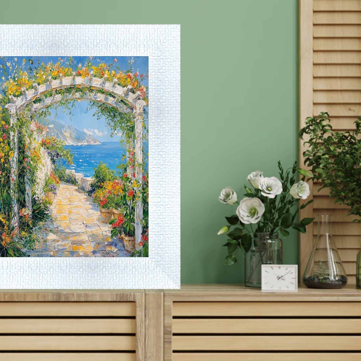 Wide Bright White Glitter Gloss Picture Frame 12x36 frame