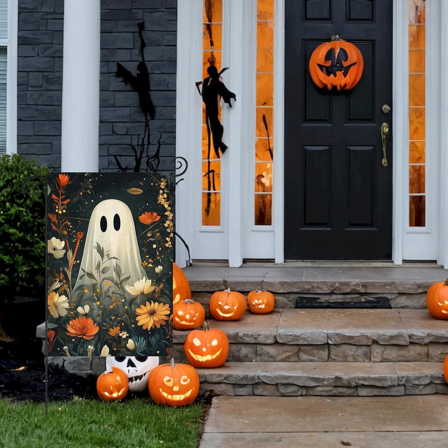 Halloween Ghost Garden Flag 12.5x18 Inch, Double-Sided BOO Ghost