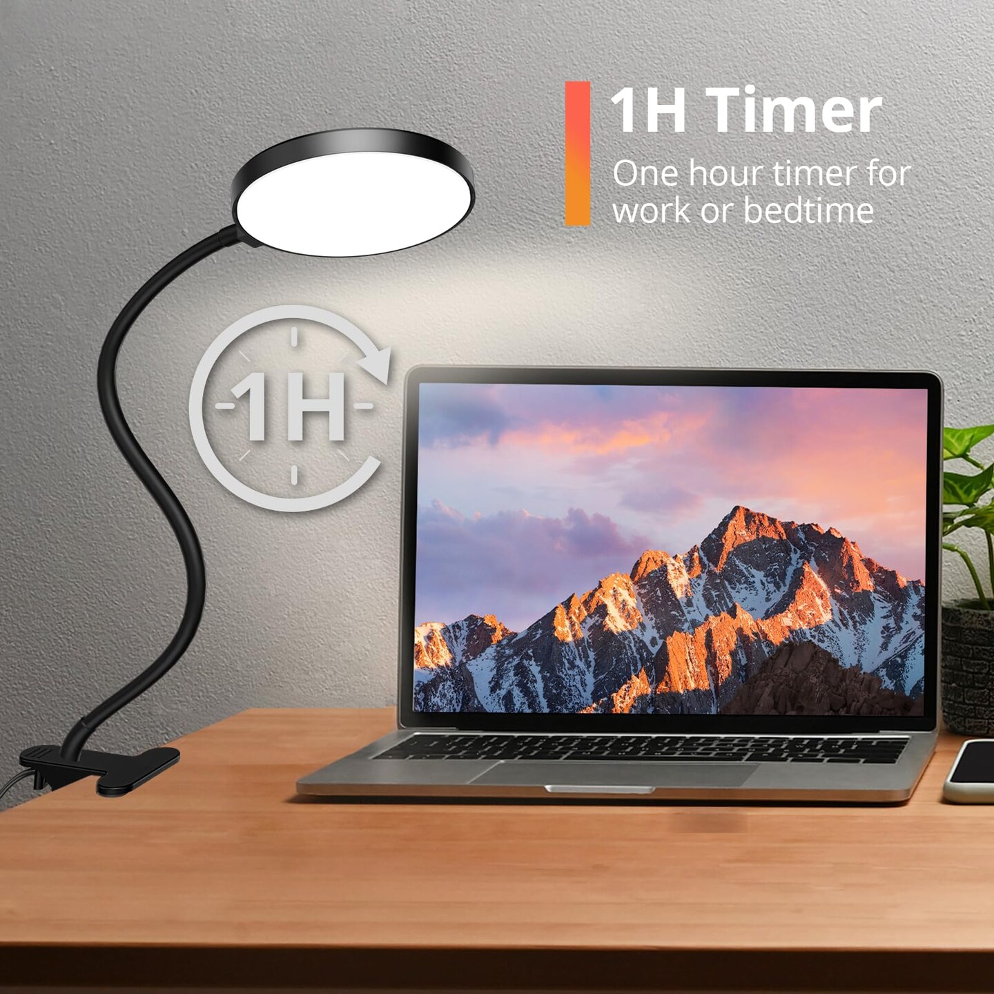Reading Light with Remote, LED Desk Lamp Clip on [1H Timer &#x26; Nightlight] RA&#x3E;95 Dimmable Flexible Gooseneck, Reading Lamp with Clamp for Table - 3.5&#x27;&#x27; (Adapter Included)