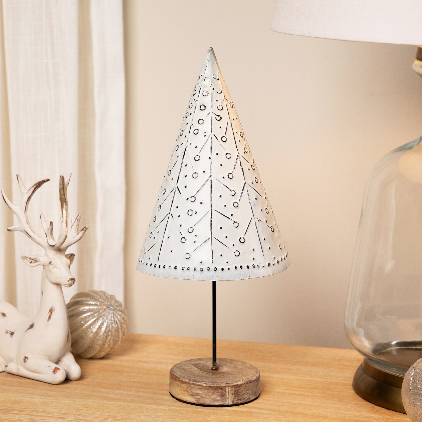 Northlight Embossed Winter Wonderland Metal Cone Christmas Tree Decoration - 14&#x22;