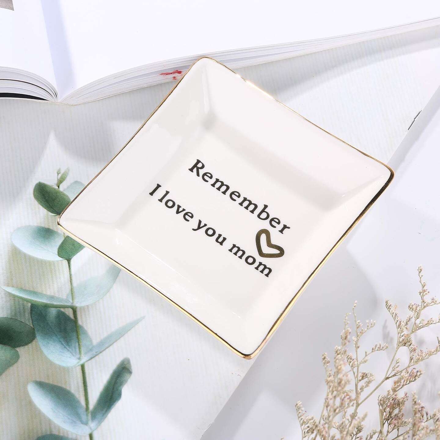 Ceramic Ring Dish Jewelry Tray-Mom Gifts, Remember I Love You Mom - Birthday, Mother's Day, Christmas Gifts for Mom