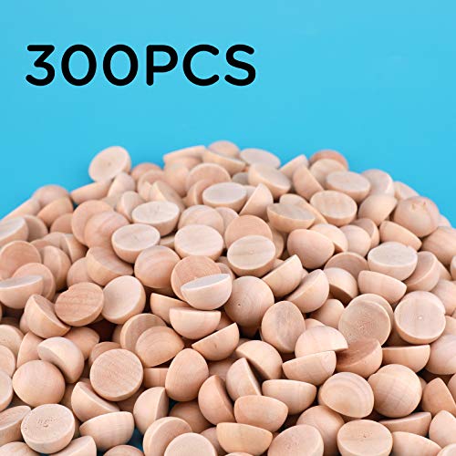 LUTER 300pcs 15mm Half Wooden Balls Unfinished Split Wood Balls Mini Half Natural Wooden Balls for DIY Projects Kids Arts and Craft Supplies