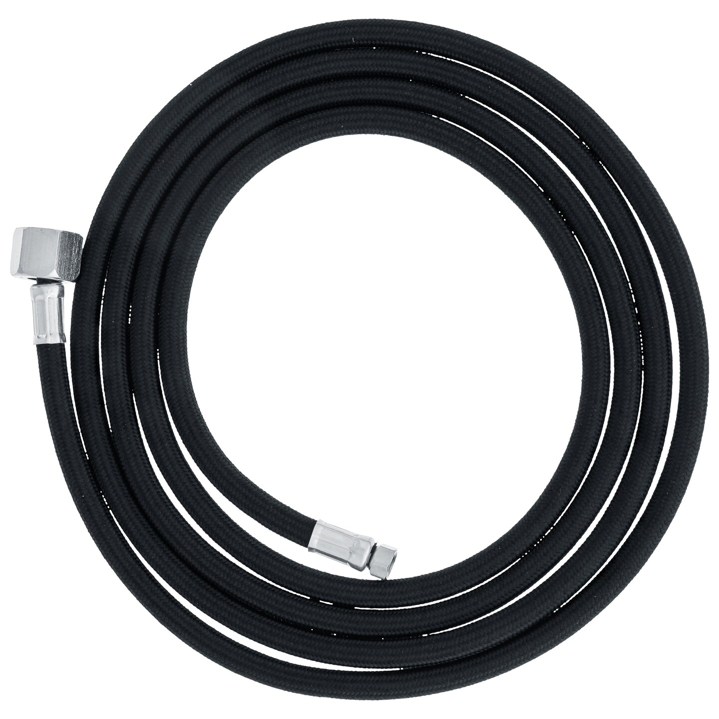 6&#x27; Nylon Braided Airbrush Hose with a PAASCHE Airbrush Size Fitting on One End and a Standard 1/4&#x22; Size Fitting on the Other End (Hose color may vary)