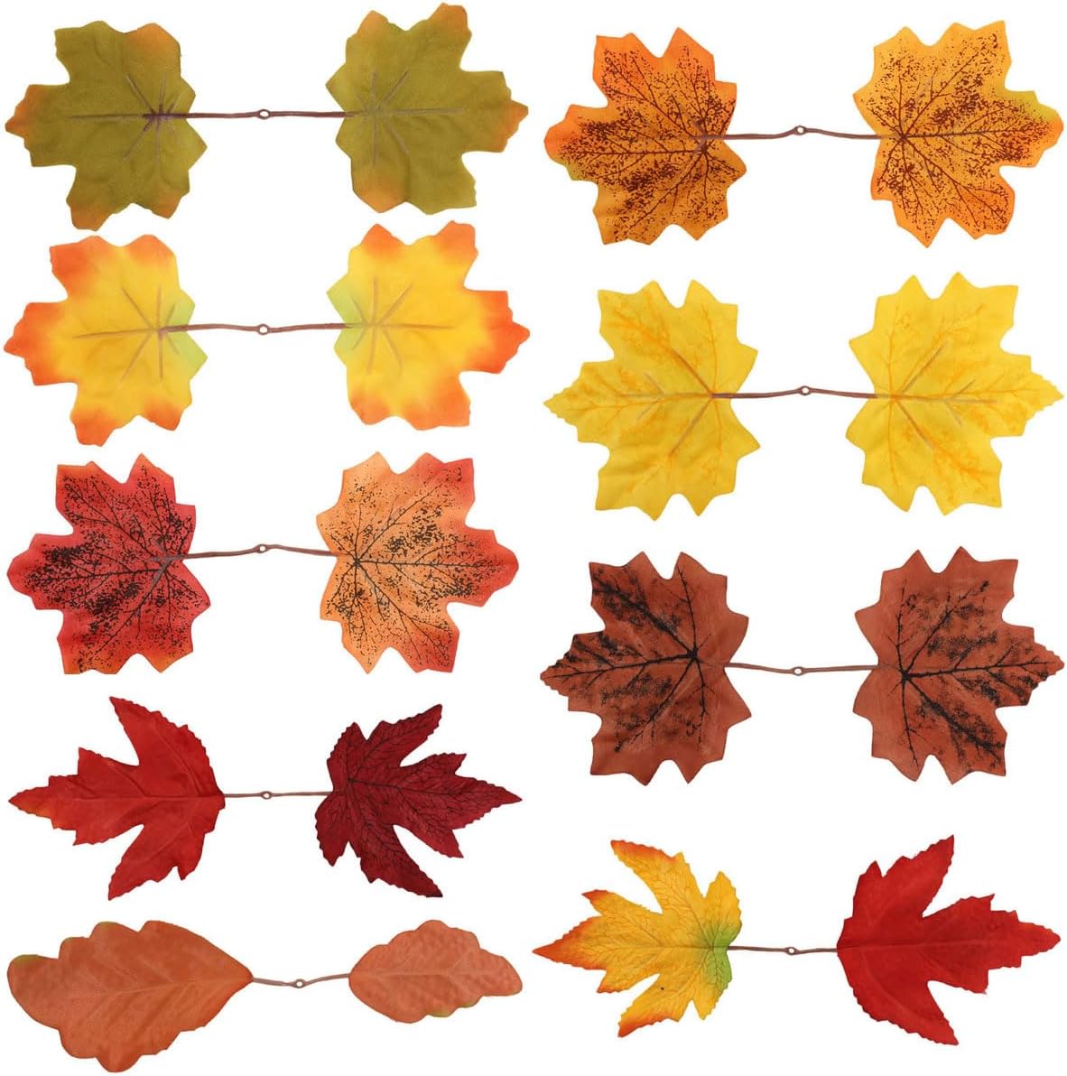 100 Pcs Artificial Maple Leaves Autumn Fall Leaves Bulk Assorted Mixed Garland for Craft,Wedding,Festival,Thanksgiving Party Decorations