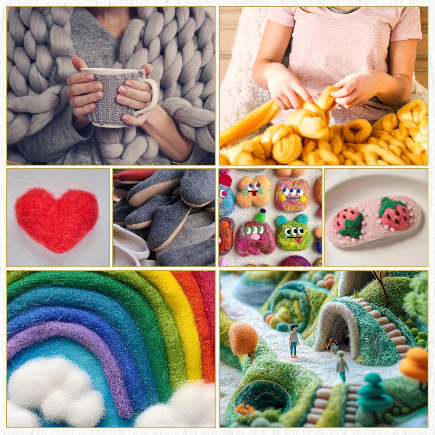 QMNNMA Wool Roving Bulk, 14.1oz Needle Felting Wool, Super Wool Chunky Yarn for Needle Felting, Fiber Roving Wool Top for Hand Spinning, Felting, Blending, Weaving and DIY Craft (400g)