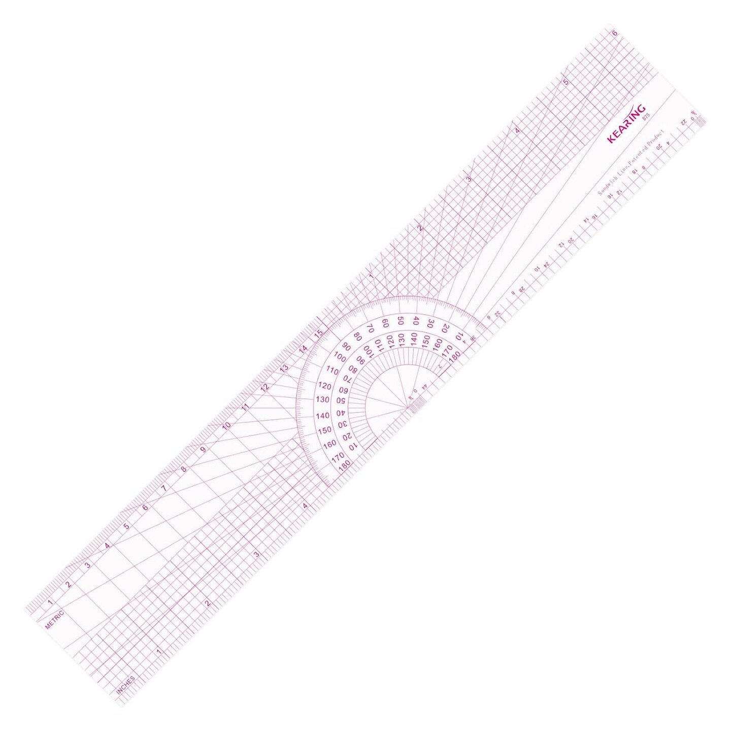 Kearing Clear Sewing Graph Ruler: Dual Scale Quilting Pattern Tool