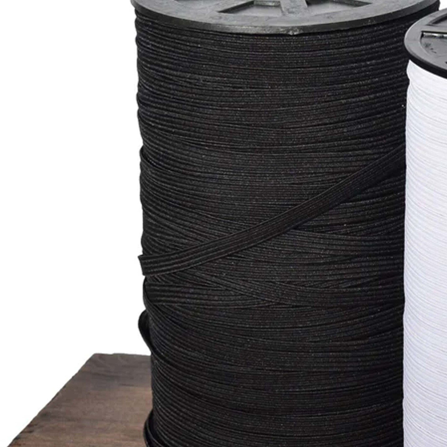 1/8&#x22; Black Flat Braided Durable Elastic Cord 5 Yards