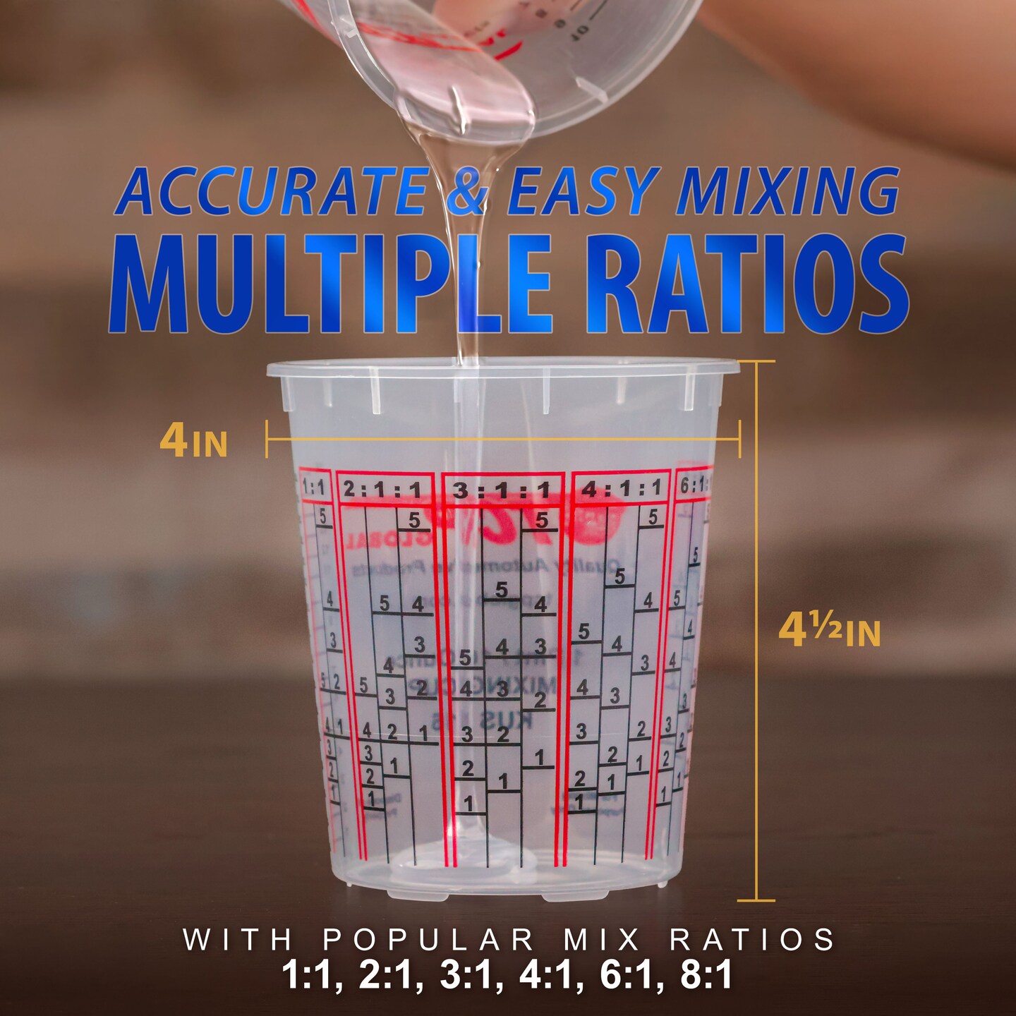 Paint Mixing Cups Plastic Measuring Cup Epoxy Resin, Disposable or Reusable, 16-Ounce (Pint) - Box of 100 - Graduated, Mixing Ratios, Automotive Painting Acrylic Art Crafts