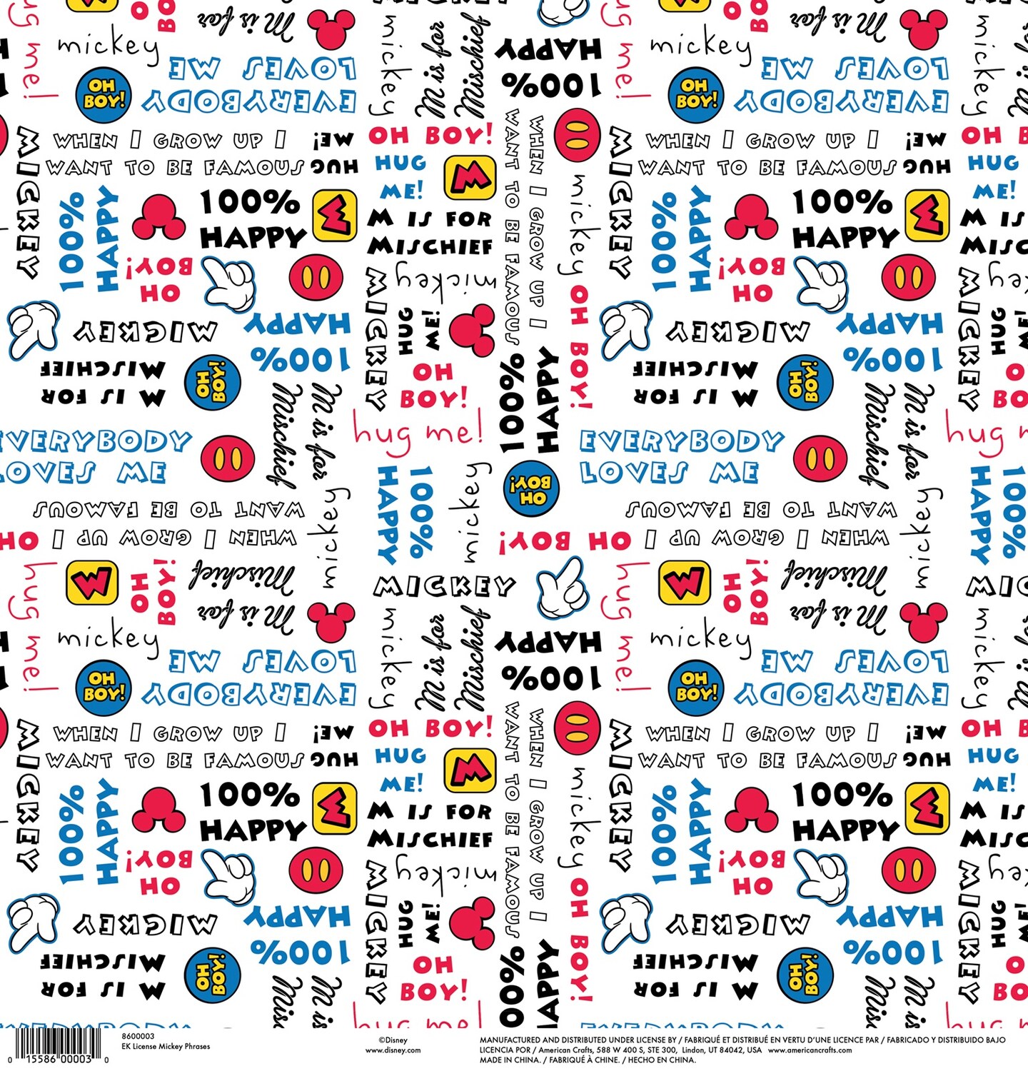 Ek Disney Single-Sided Cardstock 12&#x22;X12&#x22;