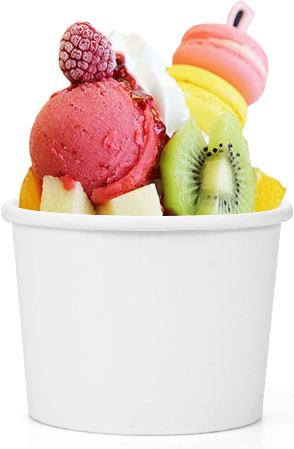 75 Pack Ice Cream Cups with 75 Pack Lids, 8 oz Disposable Paper Dessert Bowls for Hot and Cold Food, Soup, Sundae, Frozen Yogurt