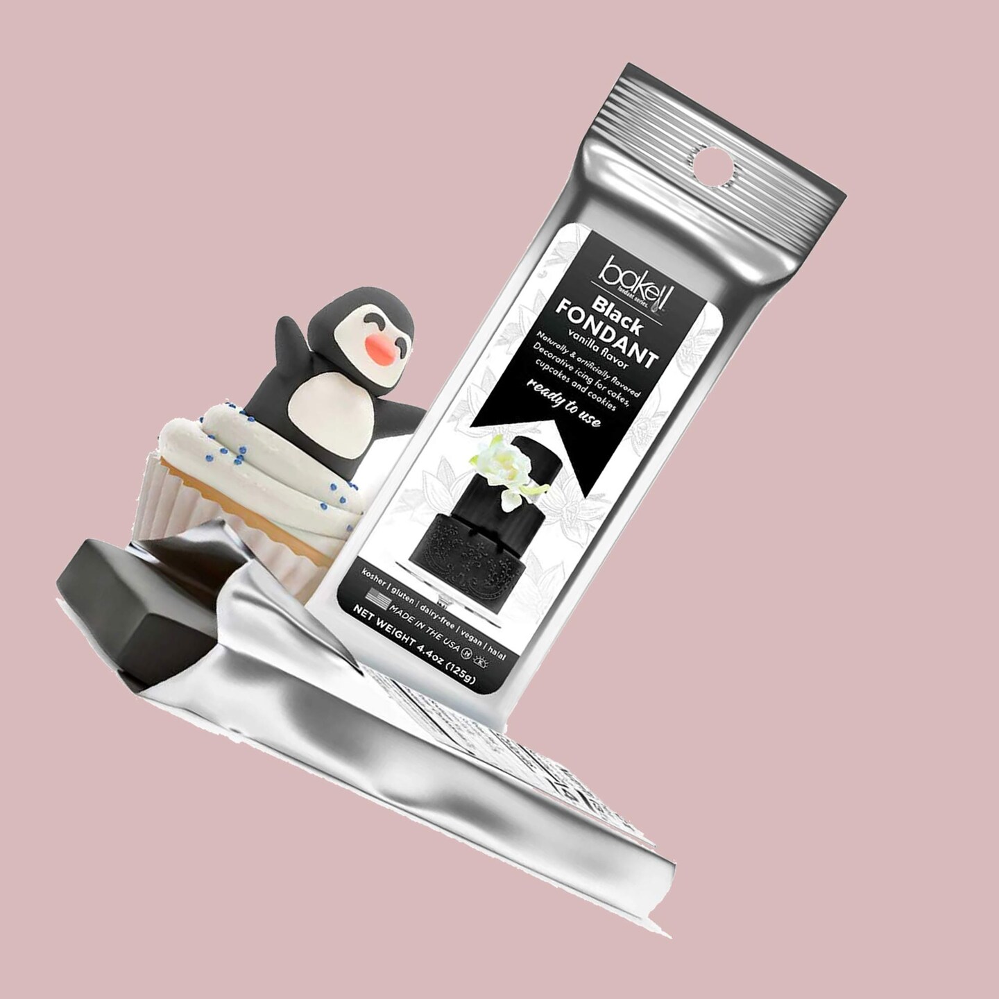 Bakell&#x27;s Satin Black Ice Vanilla Fondant 4.4 oz.