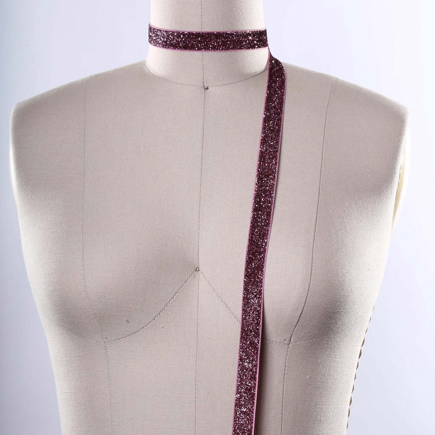 5/8" 2 Yards Mauve Pink Glitter Elastic Trim for Headbands Hair Crafts DIY Sewing Edging