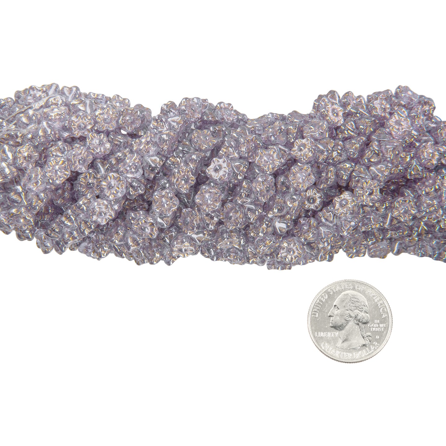 7mm Silvery Lavender Button Style Flower Beads Apx 48-50 Beads GB-BB03