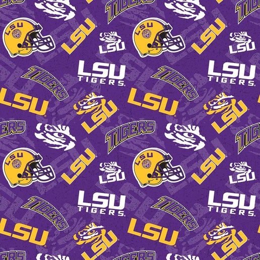 Licensed NCAA Louisiana State Tone on Tone LSU-1178 Cotton Fabric by the Yard