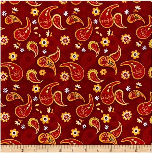 Licensed NCAA Iowa State University Paisley ISU-1200 Cotton Fabric by the Yard