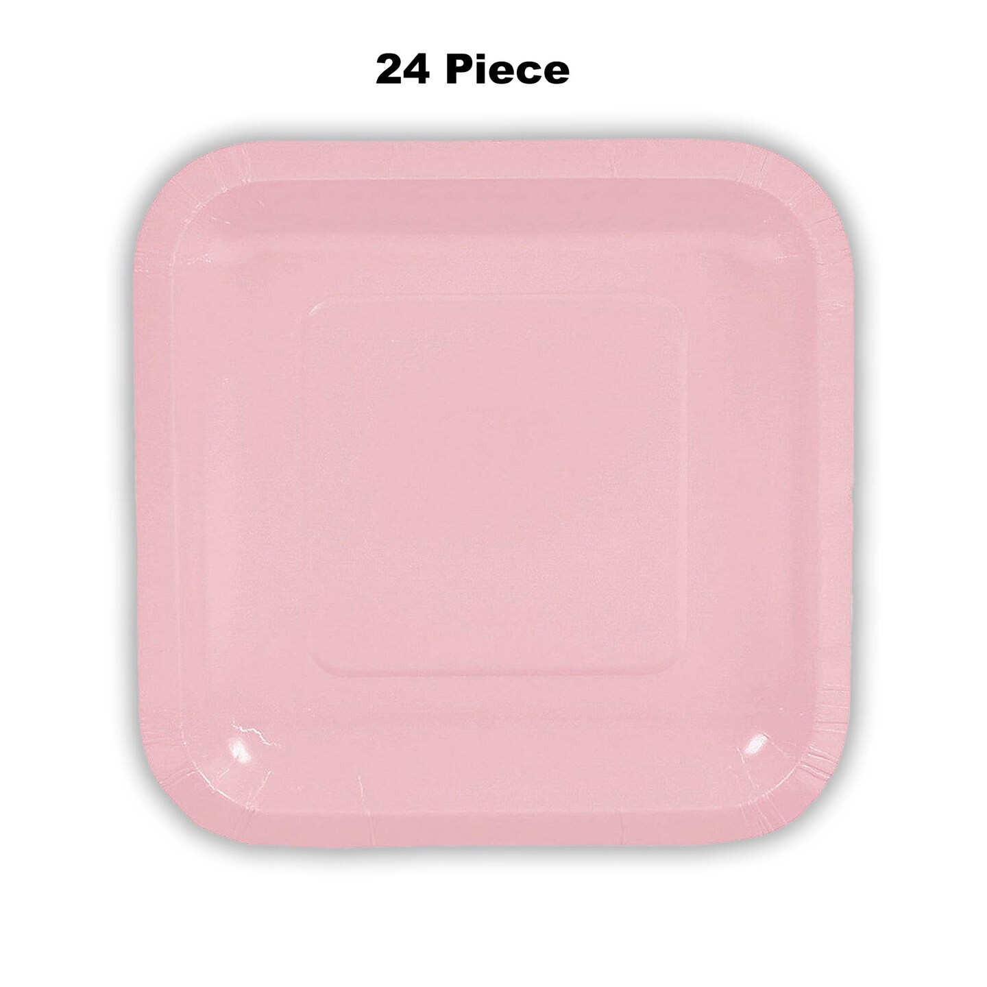 24 Count Light Pink Square Paper Dessert Plates for Birthday Baby Shower Wedding Party 7&#x22;